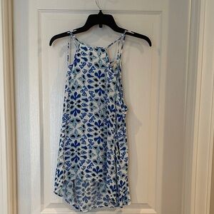 All For Color Blue and White Patterned Tank Top